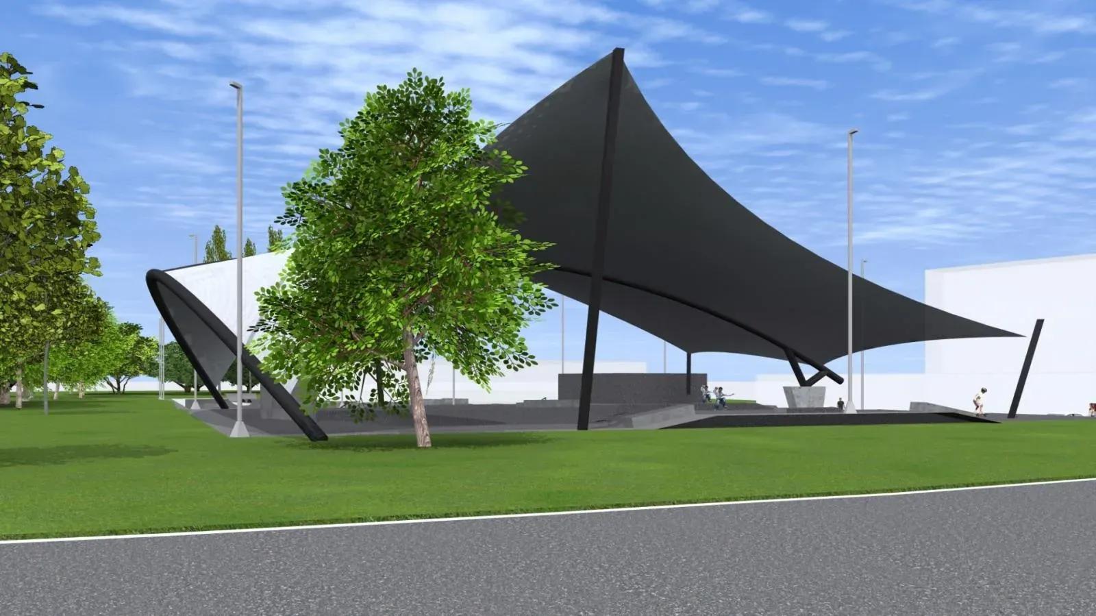 Projekt koncepcyjny zadaszenia skateparku w Piasecznie — PVC — Piaseczno, Polska