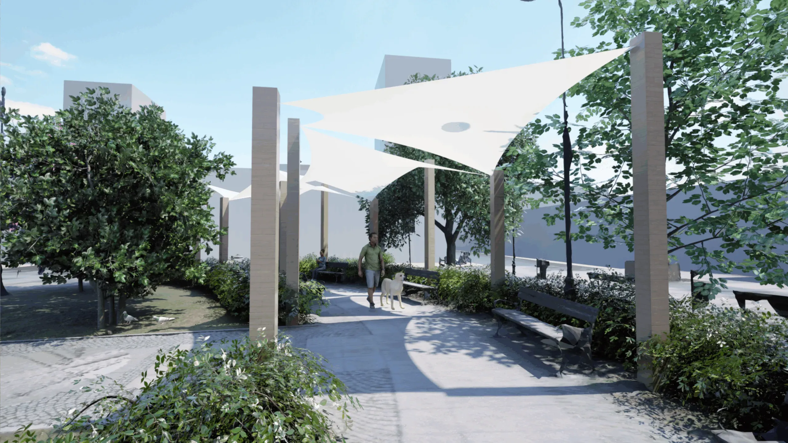 Projekt koncepcyjny zadaszeń na rynku w Dynowie — PVC — Polska