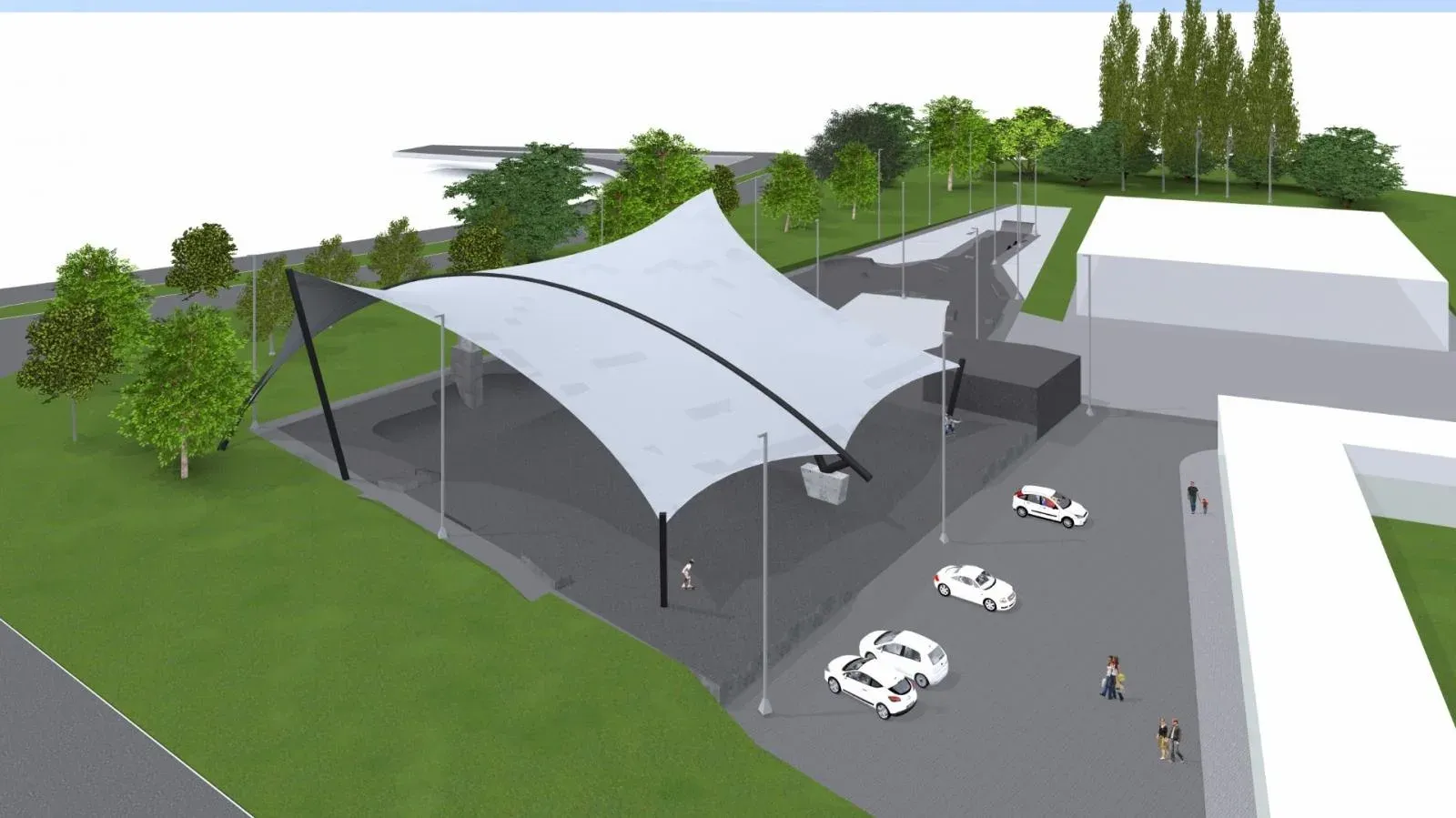 Projekt koncepcyjny zadaszenia skateparku w Piasecznie — 3