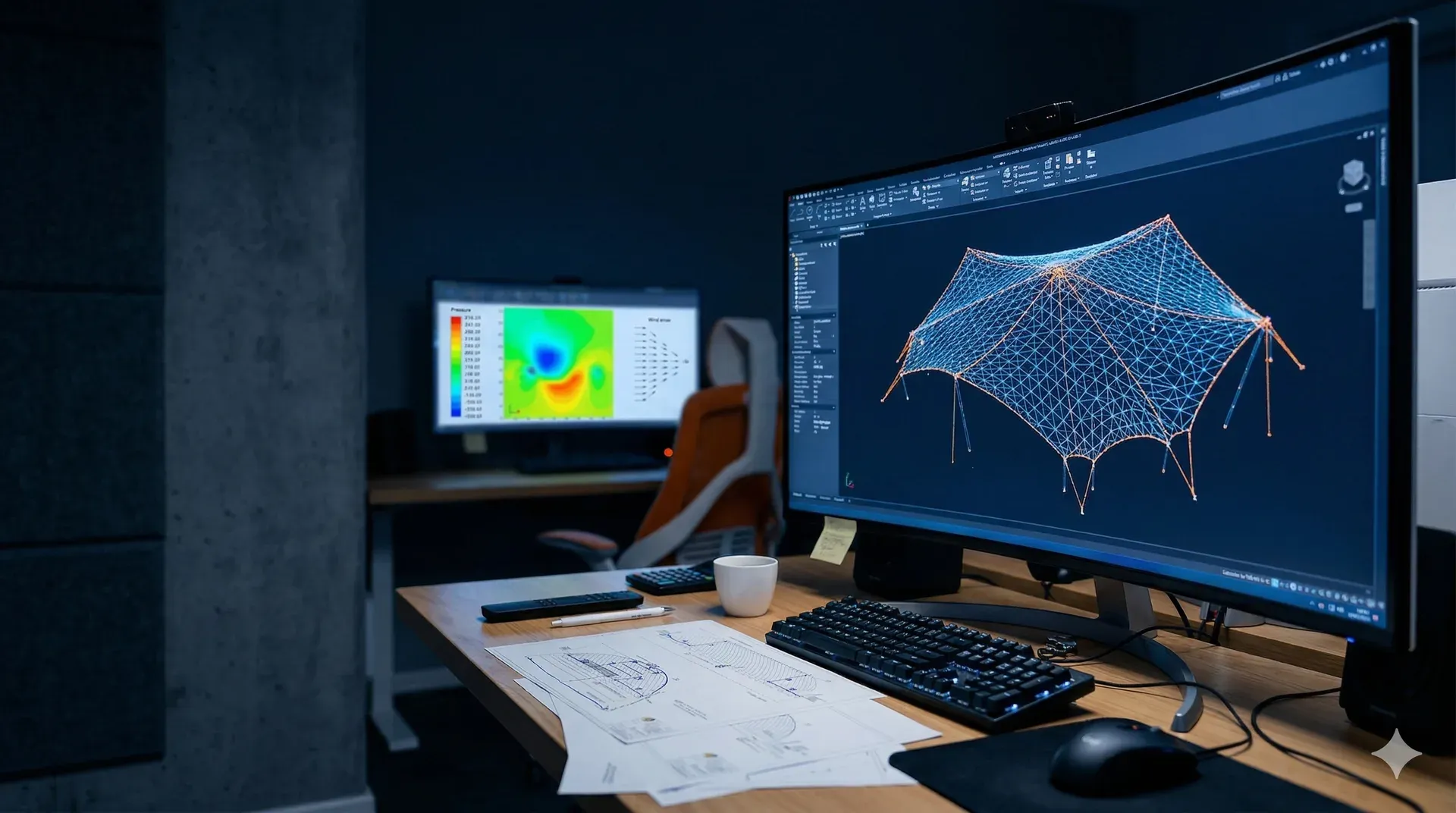 Projektowanie konstrukcji membranowej — model 3D