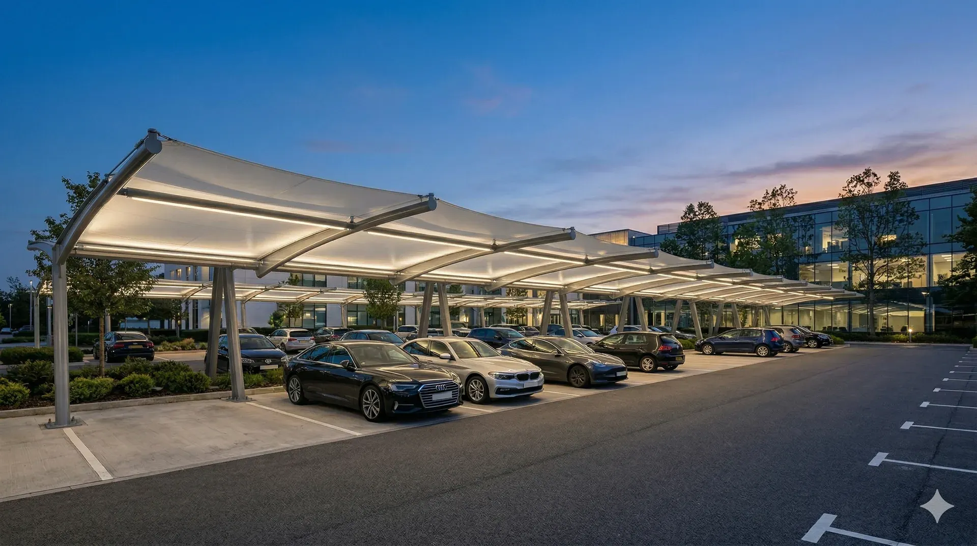 Membranowe zadaszenie parkingu