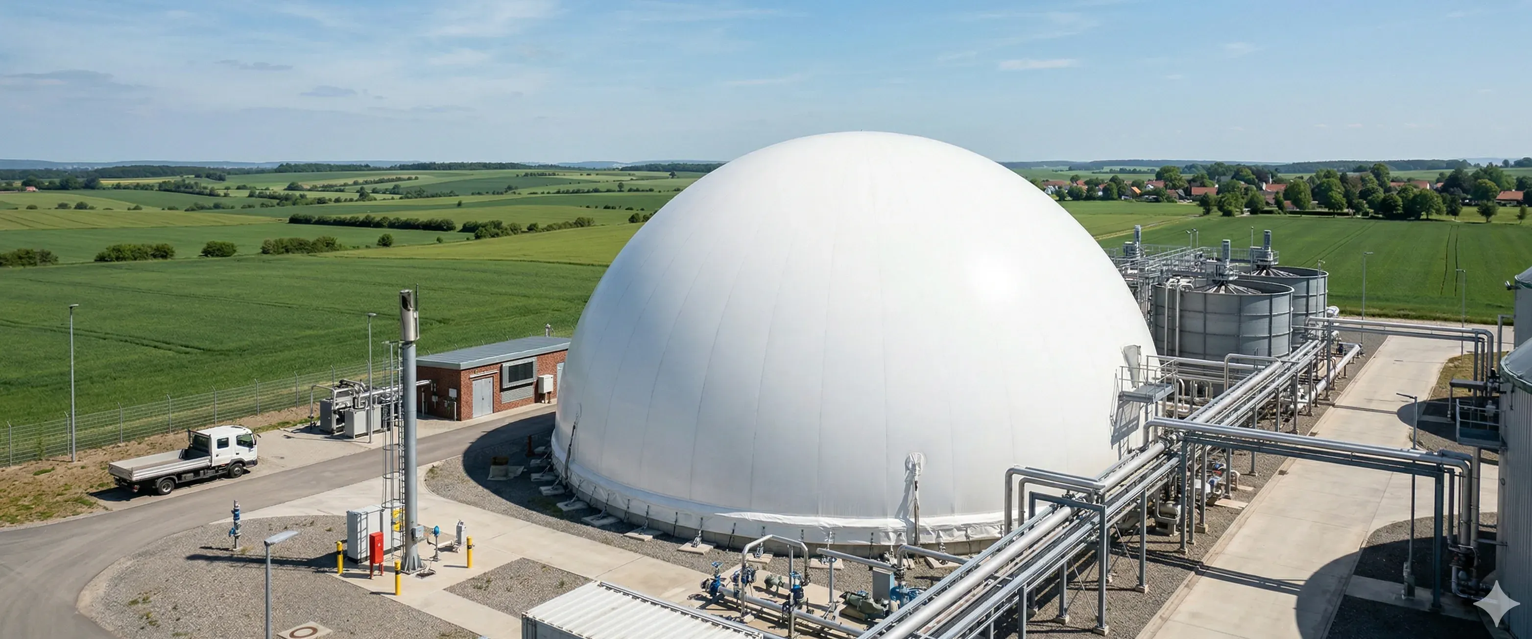 Membranowa pokrywa zbiornika na biogaz w biogazowni